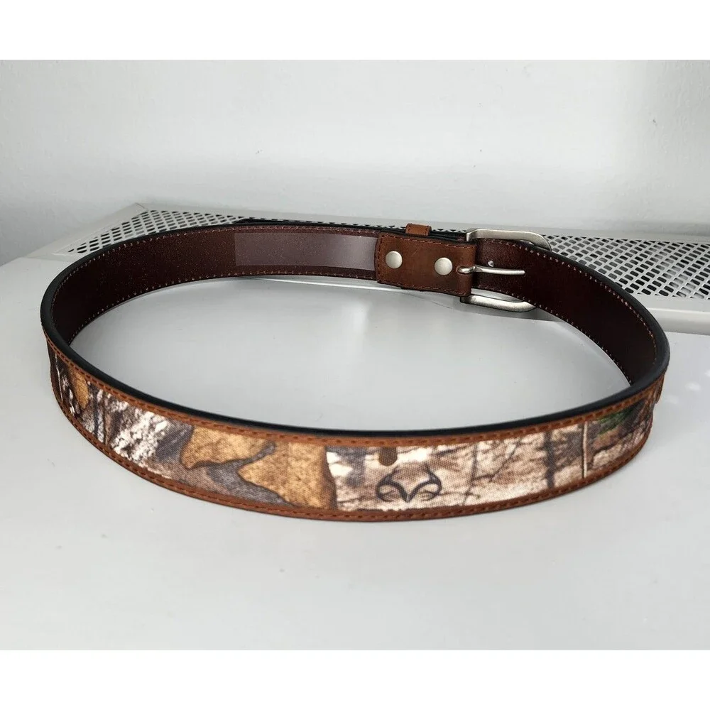 Realtree Genuine Leather Hunting Camoflauge Mens Size 36 Buckle Belt 95106-228